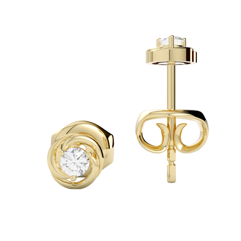 Kolczyki z diamentami laboratoryjnymi ze złota żółty kolor